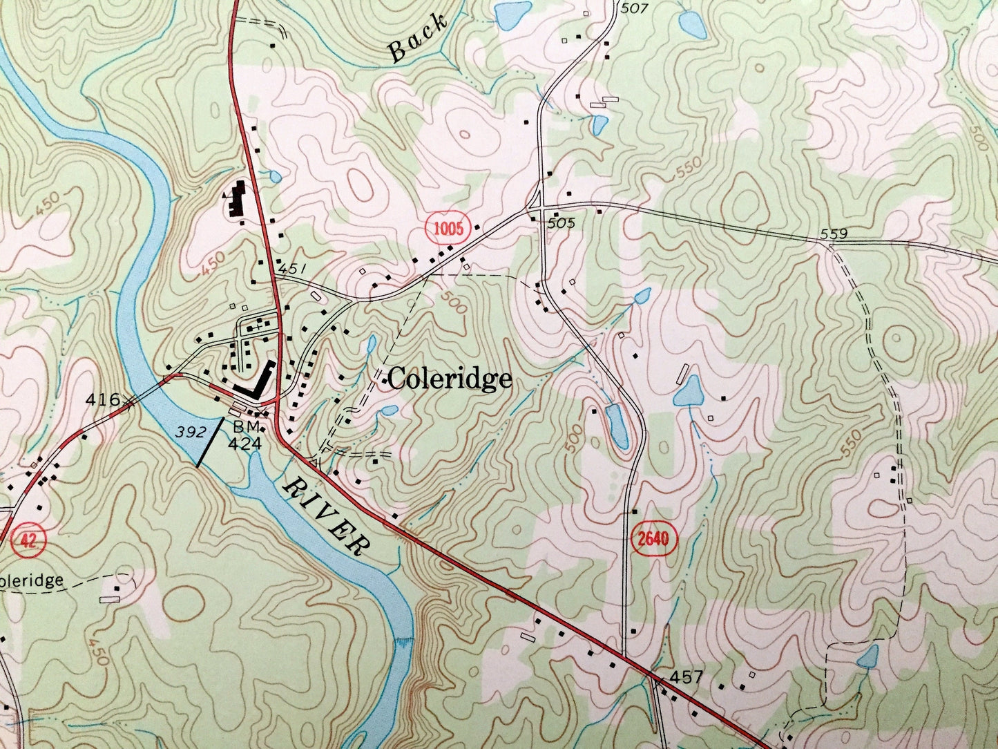 Antique Coleridge, North Carolina 1968 US Geological Survey Topographic Map – Chatham, Randolph County, Deep River, Ghost Town, Creek, NC