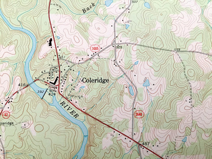 Antique Coleridge, North Carolina 1968 US Geological Survey Topographic Map – Chatham, Randolph County, Deep River, Ghost Town, Creek, NC