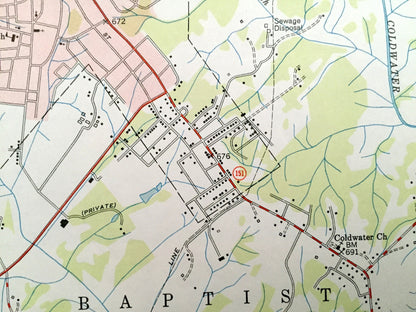 Antique Concord, North Carolina 1950 US Geological Survey Topographic Map – Cabarrus County, Kannapolis, Charlotte, Baptist Church, NC