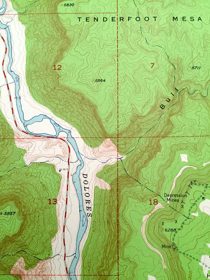 Antique Juanita Arch, Colorado 1960 US Geological Survey Topographic Map – Mesa County, Gateway, Red Canyon, Dolores River, Tenderfoot, CO