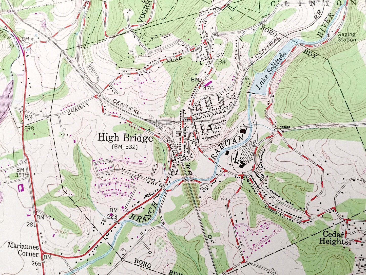 Antique High Bridge, New Jersey 1954 US Geological Survey Topographic Map – Warren, Hunterdon County, Washington, Bethlehem, Lebanon, NJ