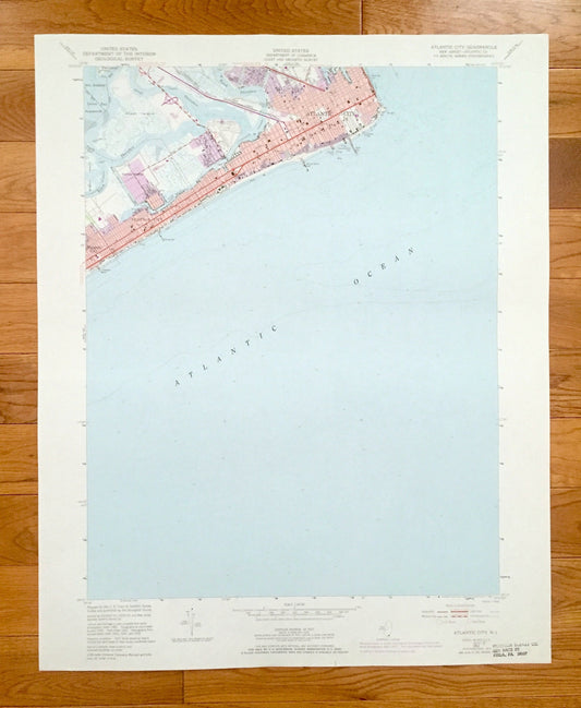 Antique Atlantic City, New Jersey 1952 US Geological Survey Topographic Map — Atlantic County, Margate City, Ventnor City, Heights, Shore NJ