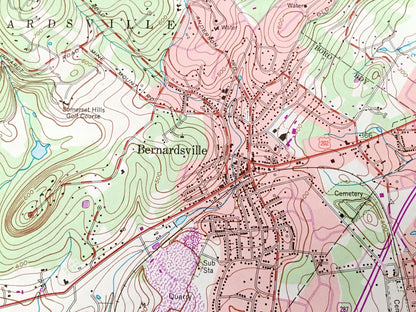 Antique Bernardsville, New Jersey 1954 US Geological Survey Topographic Map - Somerset, Morris County, Far Hills, Lyons, Basking Ridge, NJ