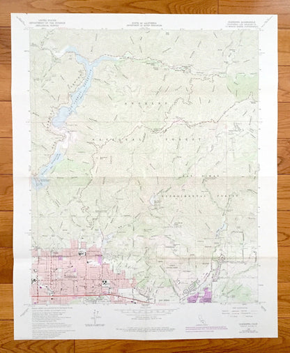 Antique Glendora, California 1966 US Geological Survey Topographic Map – Los Angeles, La Verne, San Dimas Tanbark Flats San Gabriel River NY