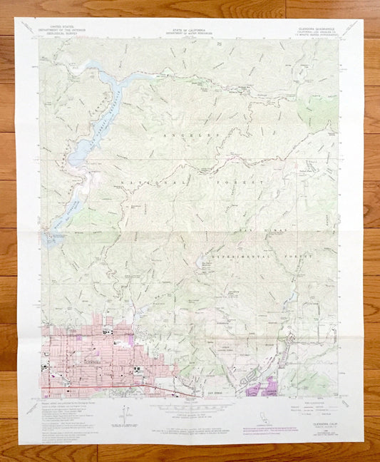 Antique Glendora, California 1966 US Geological Survey Topographic Map – Los Angeles, La Verne, San Dimas Tanbark Flats San Gabriel River NY