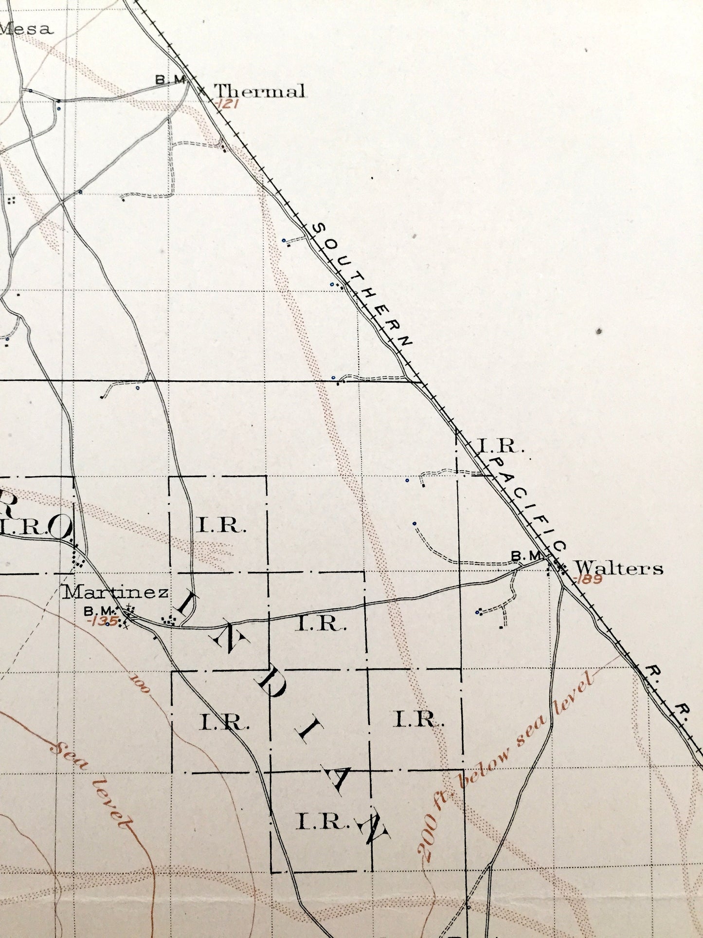 Antique Indio, California 1904 US Geological Survey Topographic Map – Coachella San Bernardino Forest Santa Rosa Mountains Riverside County