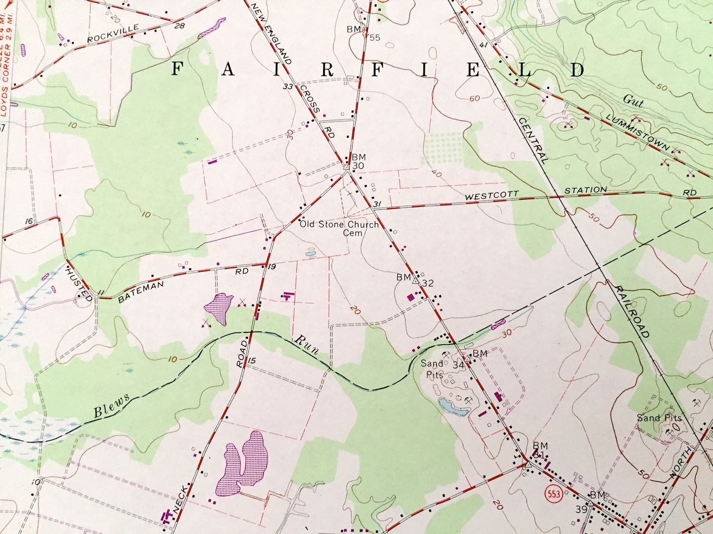 Antique Cedarville, New Jersey 1956 US Geological Survey Topographic Map – Cumberland County, Fairfield, Lawrence, Downe, Newport, NJ