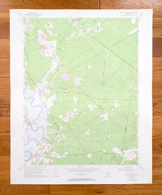 Antique Port Elizabeth, New Jersey 1956 US Geological Survey Topographic Map – Cumberland, Cape May County, Commercial, Maurice River, NJ