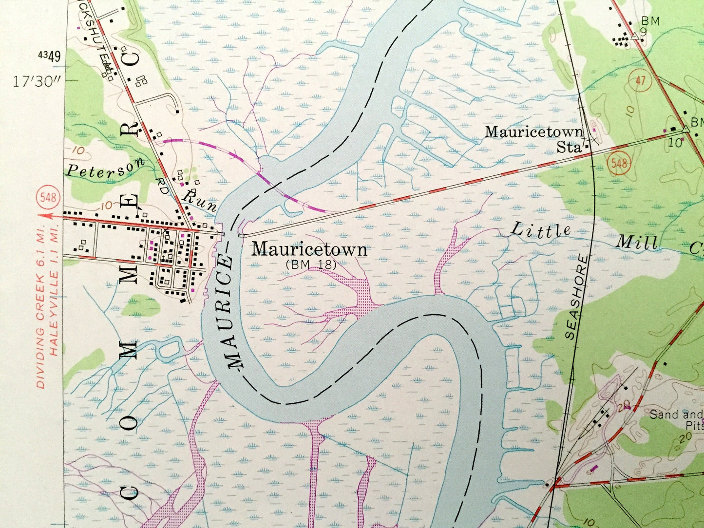 Antique Port Elizabeth, New Jersey 1956 US Geological Survey Topographic Map – Cumberland, Cape May County, Commercial, Maurice River, NJ