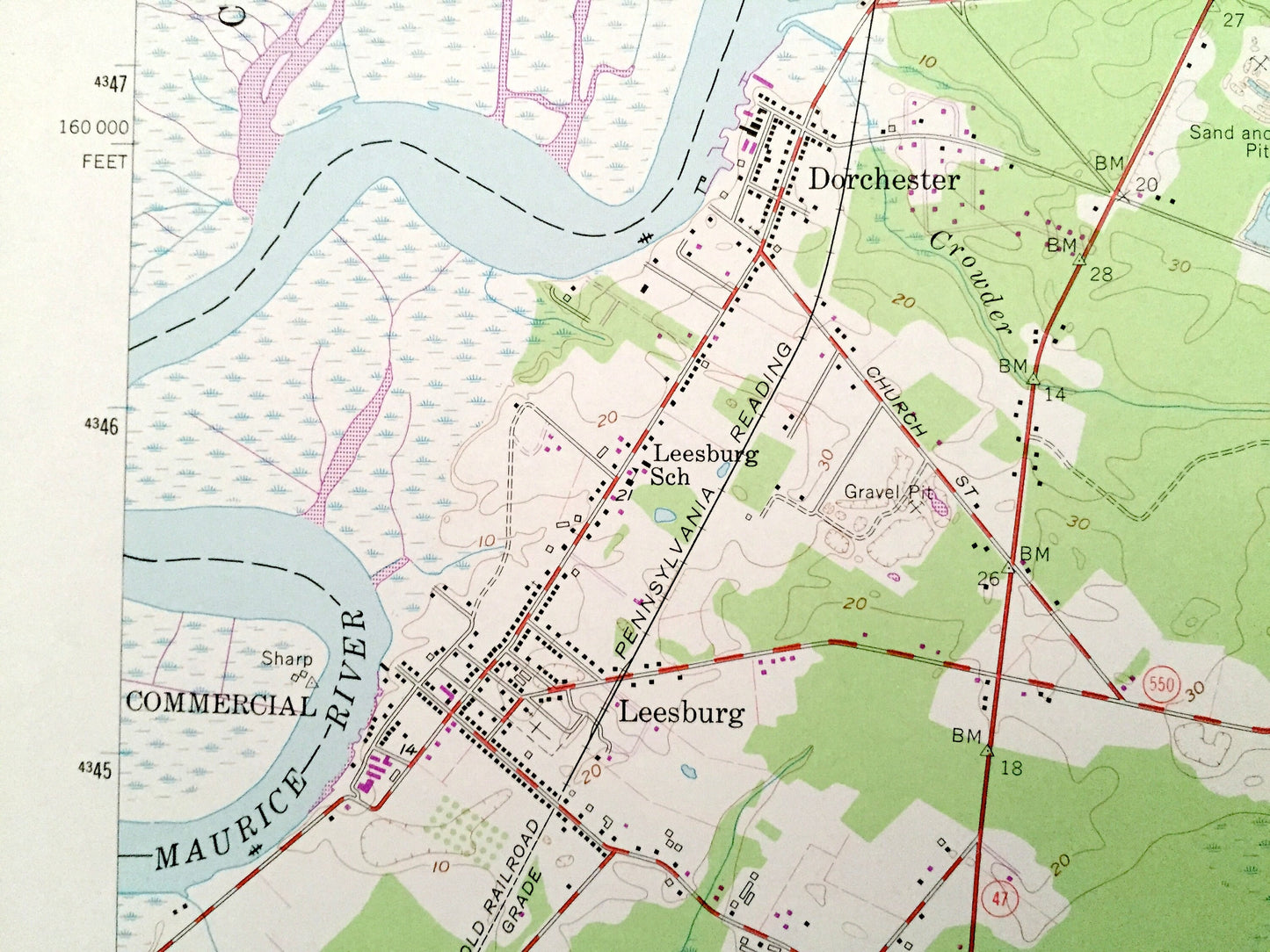 Antique Port Elizabeth, New Jersey 1956 US Geological Survey Topographic Map – Cumberland, Cape May County, Commercial, Maurice River, NJ