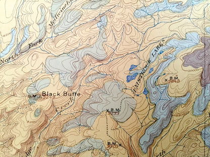 Antique Cloud Peak, Wyoming 1897 US Geological Survey Topographic Map – Tensleep, Mather Peak, Johnson County, Big Horn National Forest, WY