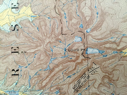 Antique Cloud Peak, Wyoming 1897 US Geological Survey Topographic Map – Tensleep, Mather Peak, Johnson County, Big Horn National Forest, WY