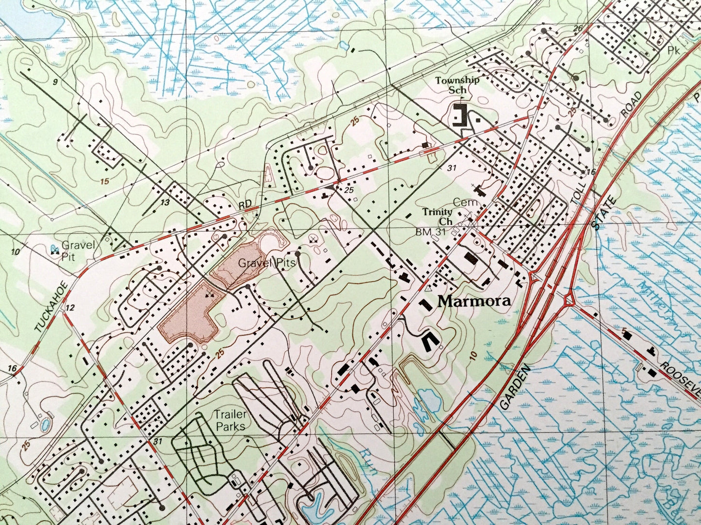 Antique Marmora, New Jersey 1989 US Geological Survey Topographic Map – Atlantic, Cape May County, Egg Harbor, Upper, Middletown, NJ