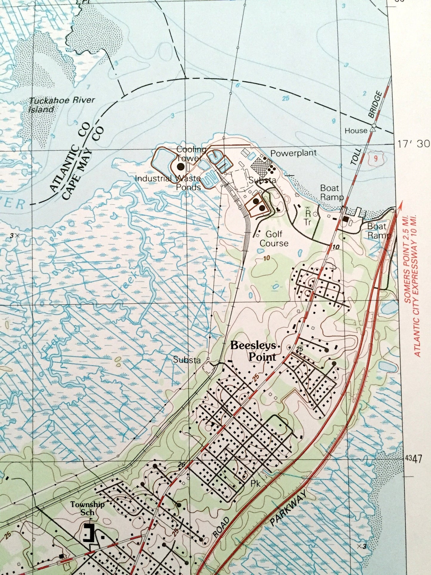Antique Marmora, New Jersey 1989 US Geological Survey Topographic Map – Atlantic, Cape May County, Egg Harbor, Upper, Middletown, NJ