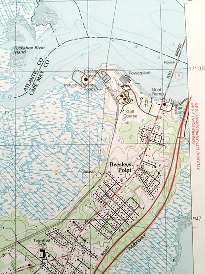 Antique Marmora, New Jersey 1989 US Geological Survey Topographic Map – Atlantic, Cape May County, Egg Harbor, Upper, Middletown, NJ