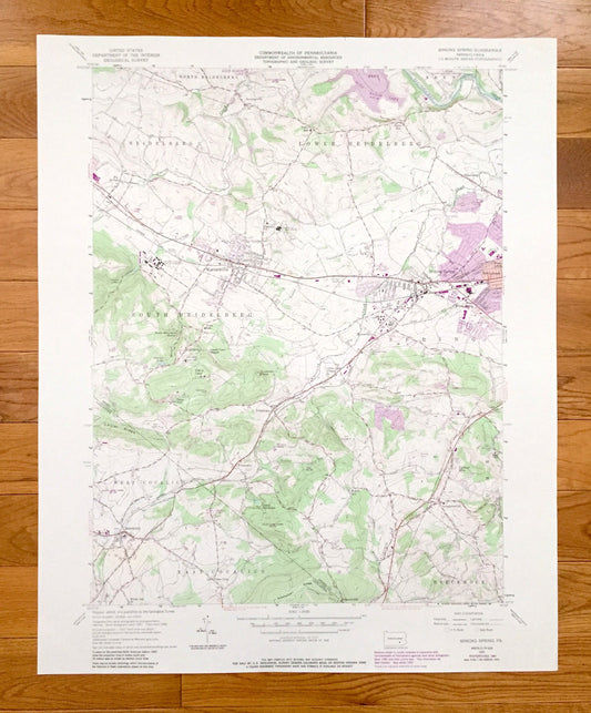 Antique Sinking Spring, Pennsylvania 1955 US Geological Survey Topographic Map – Berks, Lancaster County, Heidelberg, Wernersville, PA
