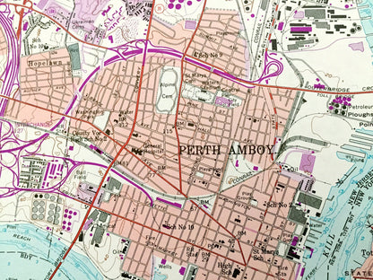 Antique Perth Amboy, New Jersey 1956 US Geological Survey Topographic Map – Union, Middlesex County, Scotch Plains, Woodbridge, Rahway, NJ