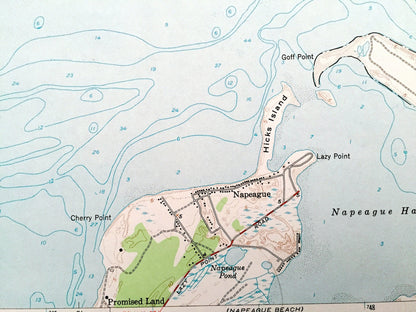 Antique Gardiners Island East, New York 1956 US Geological Survey Topographic Map – Suffolk County, East Hampton, Napeague, Long Island, NY