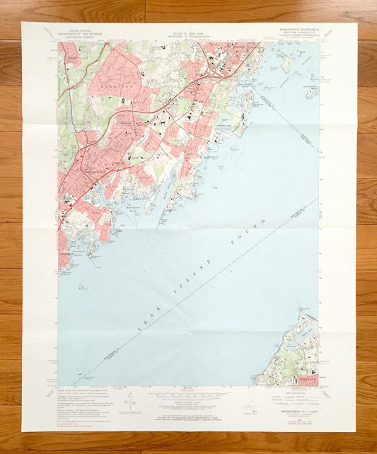 Antique Mamaroneck, New York 1967 US Geological Survey Topographic Map – Westchester, Nassau County, Queens, White Plains Rye Connecticut NY