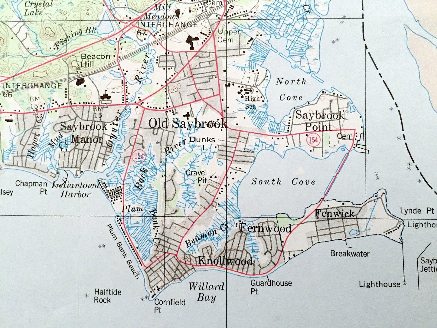 Antique Middlesex County, Connecticut WALL SIZE 1979 US Geological Survey Topographic Map – Old Saybrook, Westbrook, Middletown, Haddam, ct