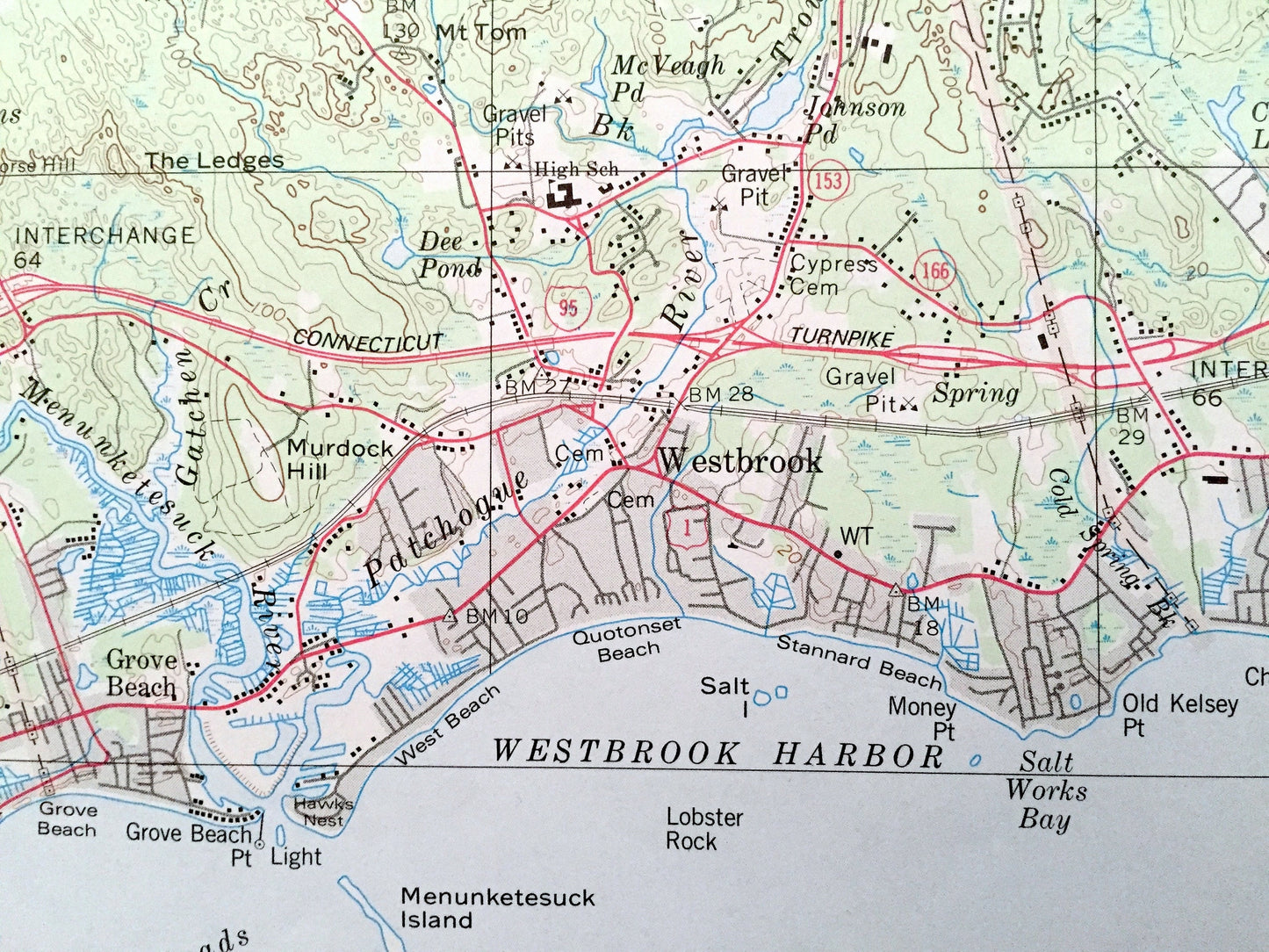 Antique Middlesex County, Connecticut WALL SIZE 1979 US Geological Survey Topographic Map – Old Saybrook, Westbrook, Middletown, Haddam, ct