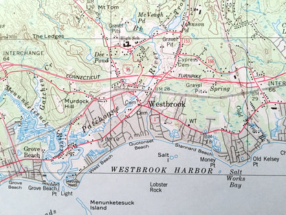 Antique Middlesex County, Connecticut WALL SIZE 1979 US Geological Survey Topographic Map – Old Saybrook, Westbrook, Middletown, Haddam, ct