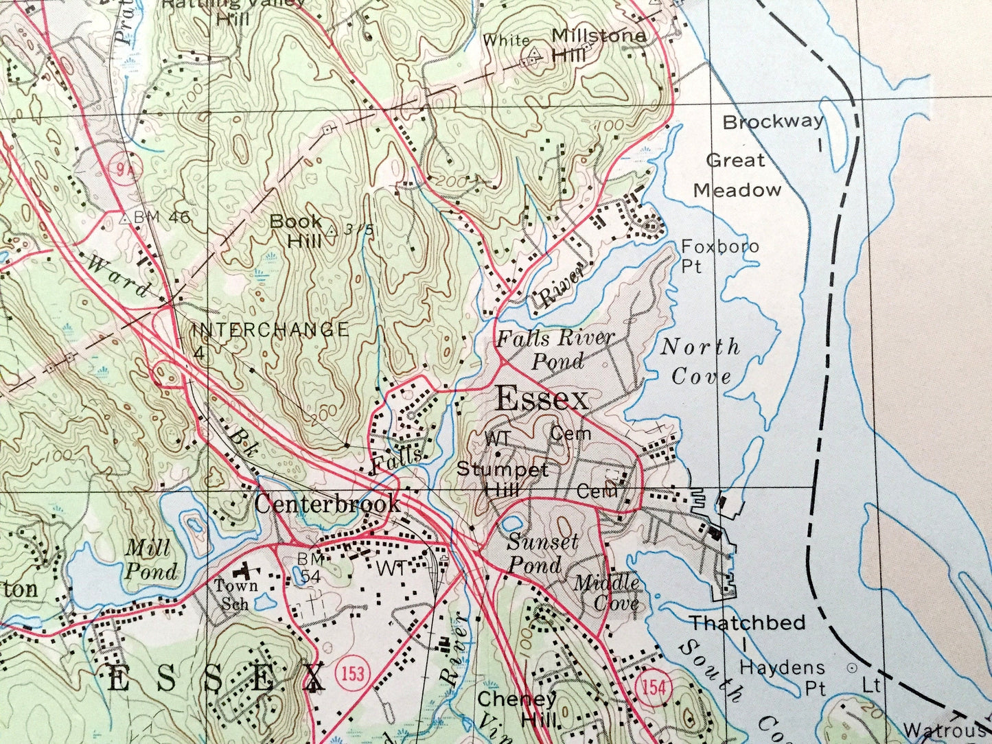 Antique Middlesex County, Connecticut WALL SIZE 1979 US Geological Survey Topographic Map – Old Saybrook, Westbrook, Middletown, Haddam, ct