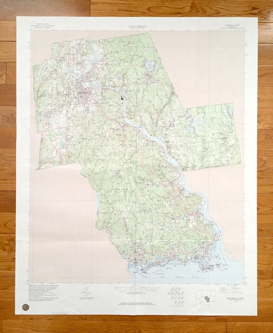 Antique Middlesex County, Connecticut WALL SIZE 1979 US Geological Survey Topographic Map – Old Saybrook, Westbrook, Middletown, Haddam, ct