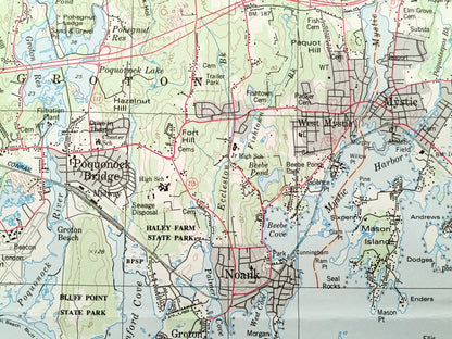 Antique New London County, Connecticut WALL SIZE 1979 US Geological Survey Topographic Map – Old, East Lyme, Waterford, Groton, Norwich, ct