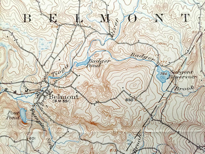 Antique Gilmanton, New Hampshire 1927 US Geological Survey Topographic Map – Loudon, Alton, Pittsfield, Belmont, Canterbury, Barnstead, NH
