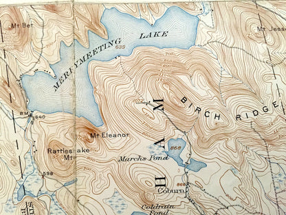 Antique Merrymeeting Lake, New Hampshire 1919 US Geological Survey Topographic Map – Alton Bay, New Durham, Farmington, Winnipesaukee, NH