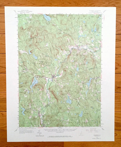 Antique Hillsboro, New Hampshire 1957 US Geological Survey Topographic Map – Merrimack County, Bradford, Warner, Henniker, Deering, Weare NH