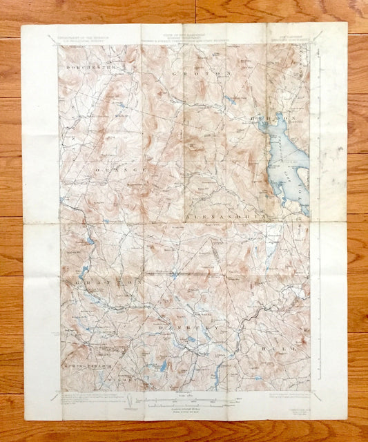 Antique Newfound Lake, New Hampshire 1930 US Geological Survey Topographic Map – Hebron, Bristol, Alexandria, Orange, Danbury Mt Cardigan NH