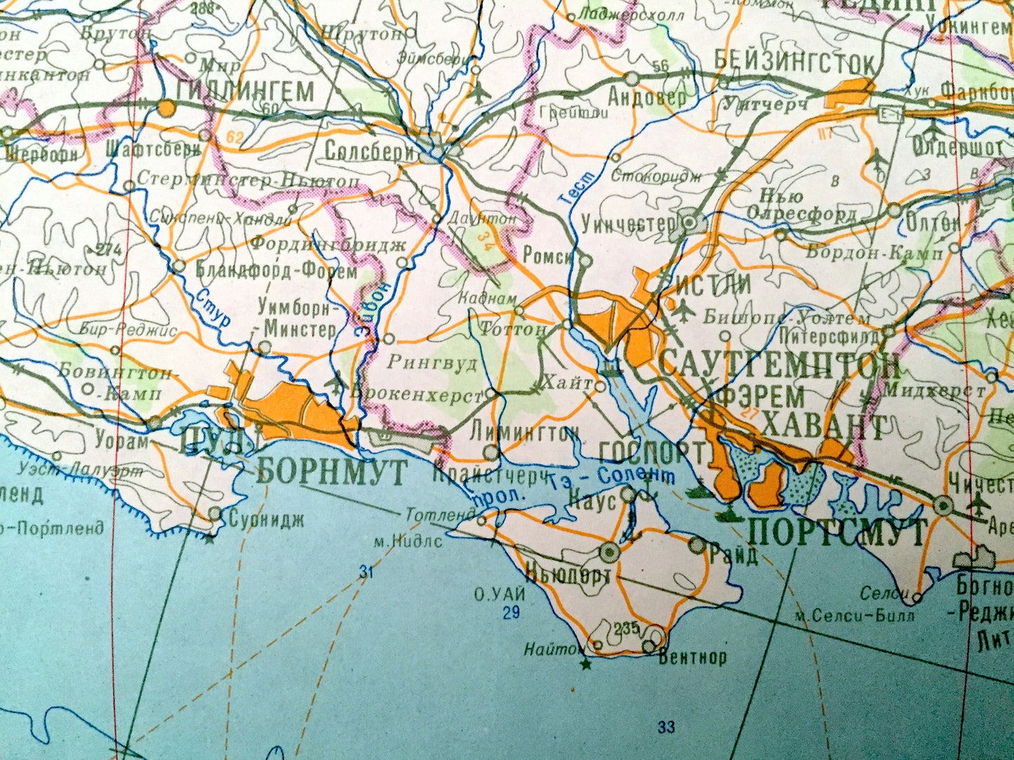 Antique SOVIET English Channel 1973 Russian Army Survey Map – England, France, London, Paris, Calais, Dunkirk, Rouen, Belgium, UK EU