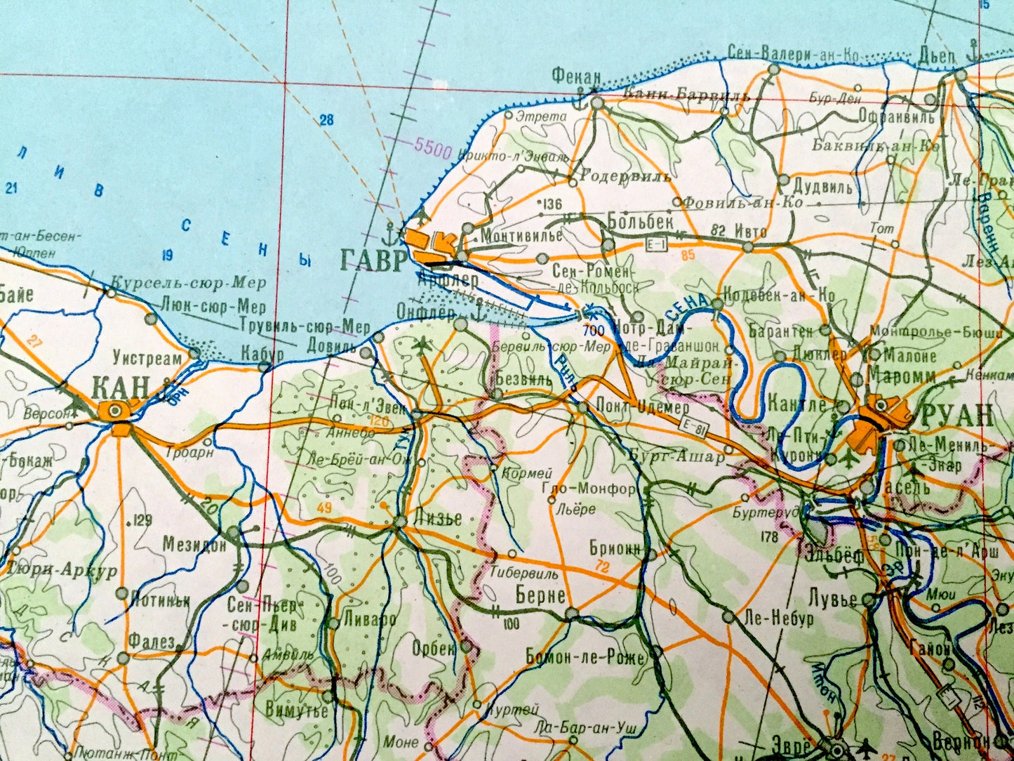 Antique SOVIET English Channel 1973 Russian Army Survey Map – England, France, London, Paris, Calais, Dunkirk, Rouen, Belgium, UK EU