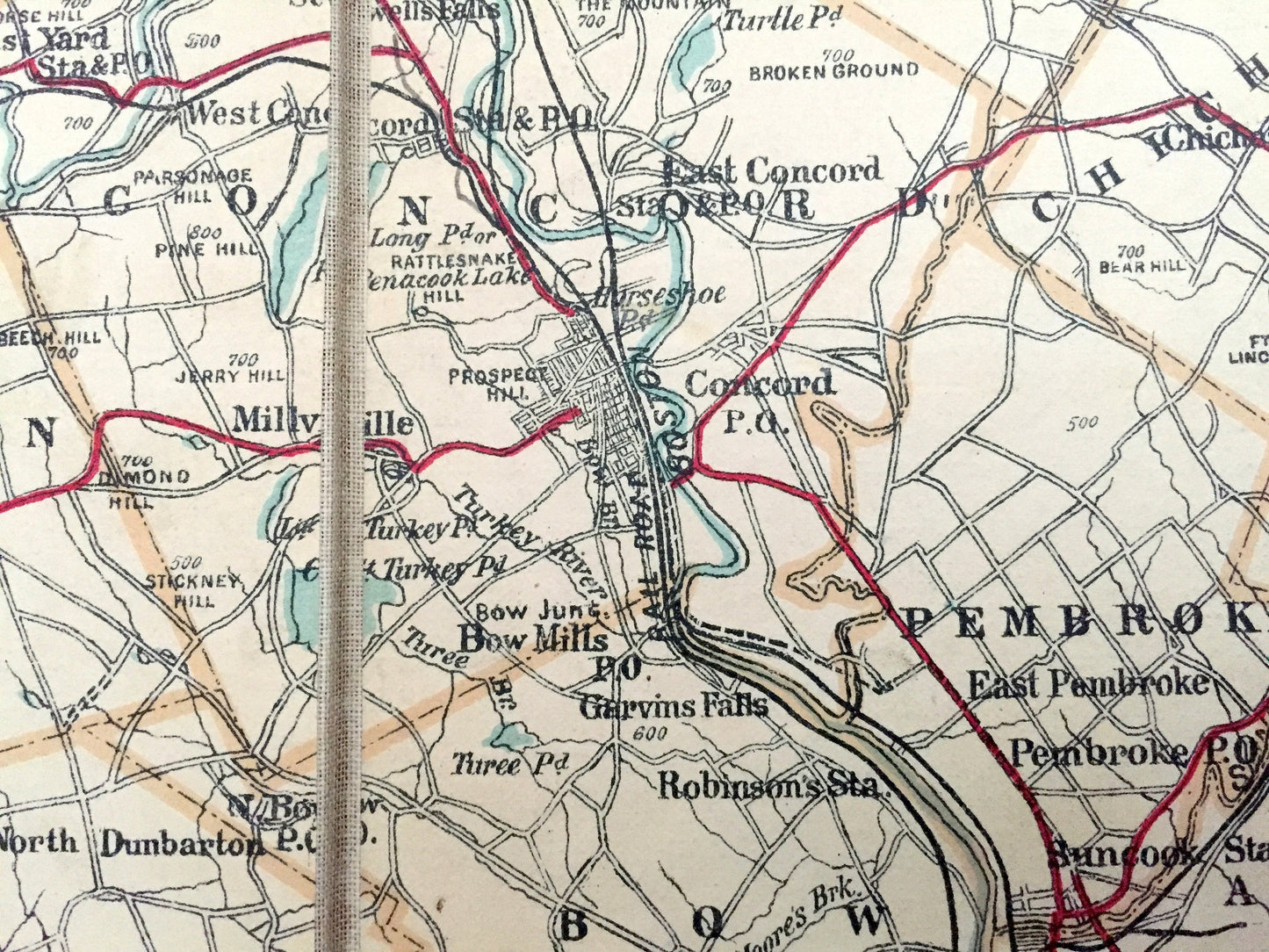Antique Southern New Hampshire 1905 George H Walker & Co Automobile Map – Portsmouth, Winnipesaukee, Manchester, Newburyport Sunapee Lake NH