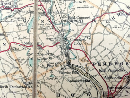 Antique Southern New Hampshire 1905 George H Walker & Co Automobile Map – Portsmouth, Winnipesaukee, Manchester, Newburyport Sunapee Lake NH