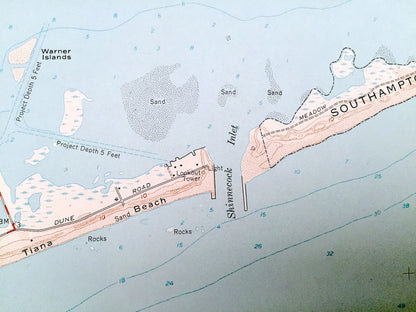 Antique Shinnecock Inlet, New York 1955 US Geological Survey Topographic Map – Suffolk County, Long Island, Southampton, Ponquogue, NY