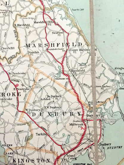 Antique Eastern Massachusetts 1906 George H Walker & Co Automobile Map – Boston, Lowell, Cape Ann Middlesex Essex Norfolk Plymouth County MA