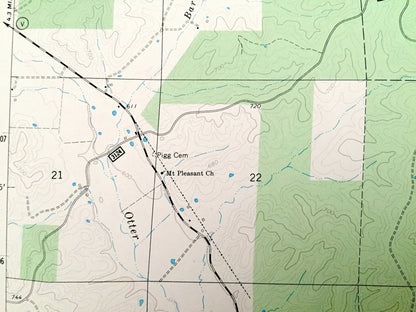 Antique Piedmont SE, Missouri 1967 US Geological Survey Topographic Map – Wayne County, Mark Twain National Forest, Black River, Creek, MO