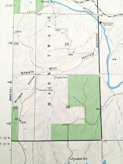Antique Prescott, Missouri 1951 US Geological Survey Topographic Map – Texas County, Mark Twain National Forest, Big Piney River, MO
