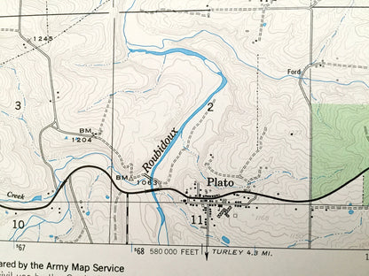 Antique Roby, Missouri 1954 US Geological Survey Topographic Map – Laclede, Pulaski, Texas County, Plato, Evening Shade, Palace, MO