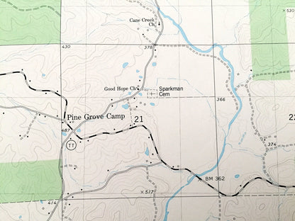 Antique Strington, Missouri 1980 US Geological Survey Topographic Map – Butler County, Pine Grove Camp, Mark Twain National Forest, MO