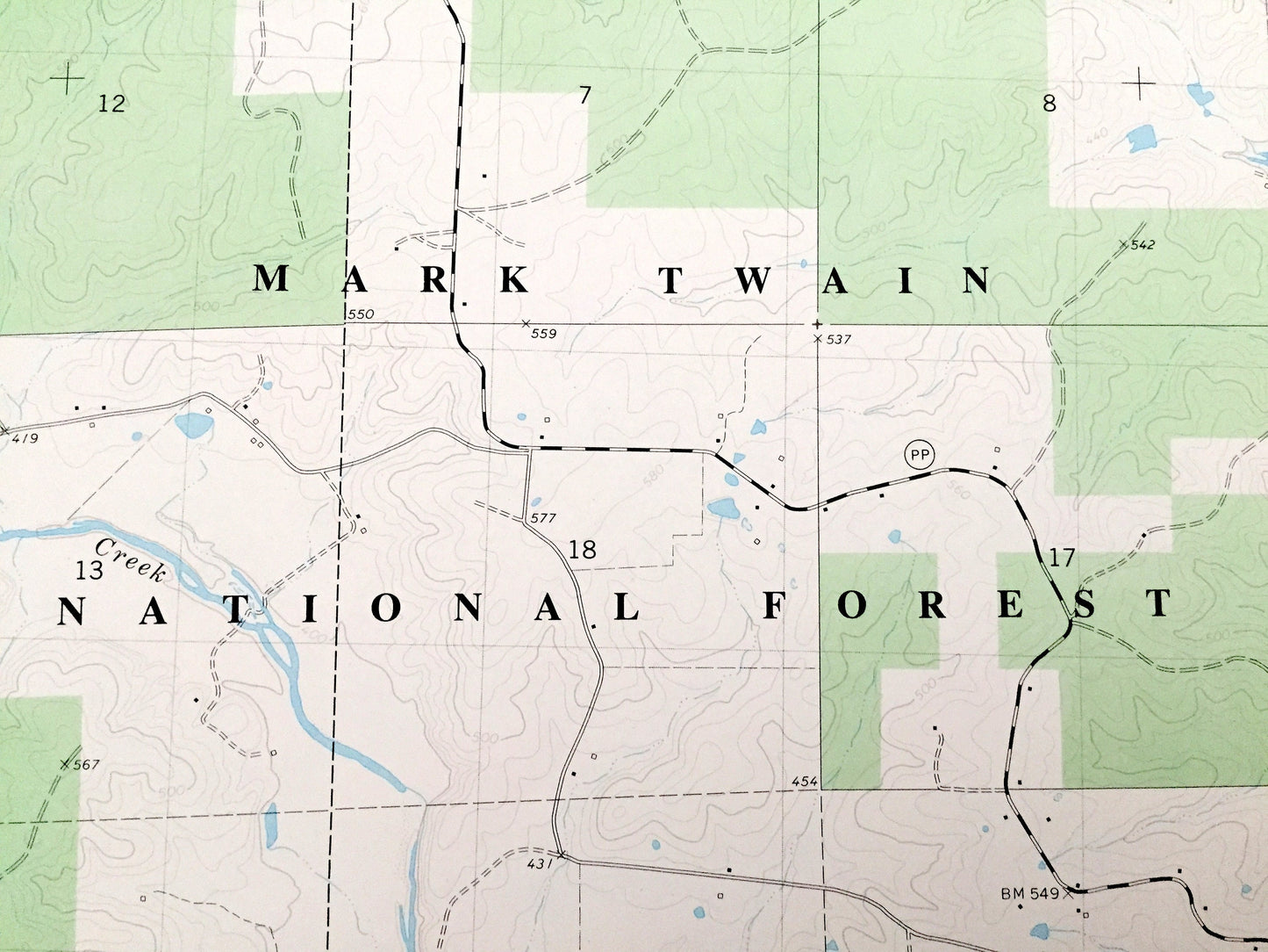 Antique Strington, Missouri 1980 US Geological Survey Topographic Map – Butler County, Pine Grove Camp, Mark Twain National Forest, MO