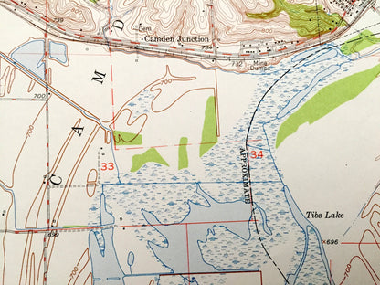 Antique Camden, Missouri 1950 US Geological Survey Topographic Map – Ray, Jackson, Lafayette County, Orrick, Fort Osage, Napoleon, Clay, MO