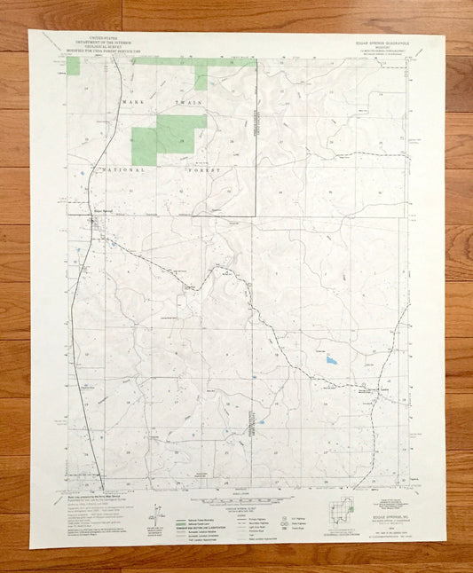 Antique Edgar Springs, Missouri 1954 US Geological Survey Topographic Map – Dent, Phelps County, Freemans Store, Craddock, Lenox, MO