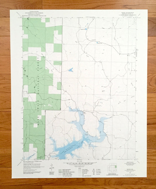 Antique Shook, Missouri 1966 US Geological Survey Topographic Map – Wayne County, Mark Twain National Forest, Lake Wappapello, MO