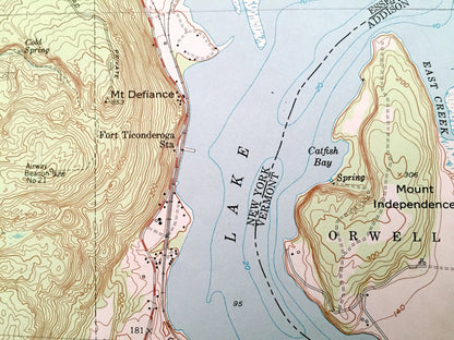 Antique Ticonderoga, New York 1950 US Geological Survey Topographic Map – Essex, Warren, Washington County, Hague, NY, Addison County, VT