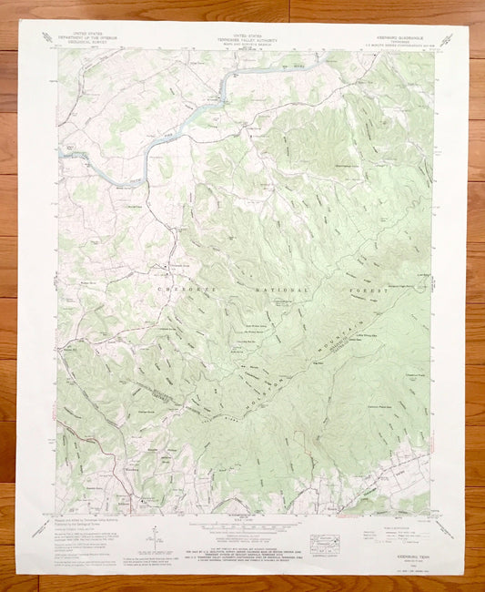 Antique Keenburg, Tennessee 1960 US Geological Survey Topographic Map – Cherokee National Forest, Sullivan, Carter County, Holston River, TN