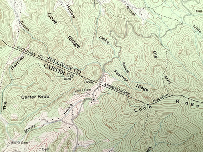 Antique Keenburg, Tennessee 1960 US Geological Survey Topographic Map – Cherokee National Forest, Sullivan, Carter County, Holston River, TN